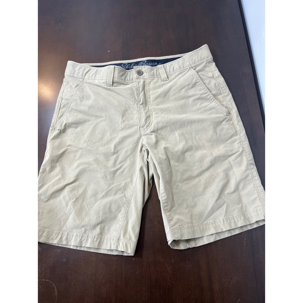 Eddie Bauer Mens Horizon Guide Chino Shorts Tan Khaki Stretch Size 34